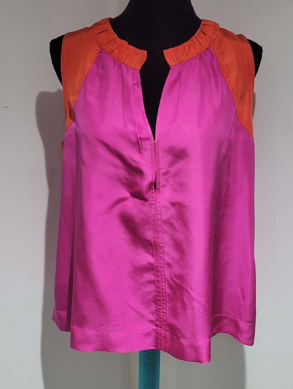 Marc By Marc Jacobs Pink and Orange Silk Blend Sleeveless Blouse